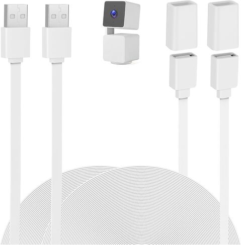 كابل تمديد USB UYODM بطول 20 قدم/6 متر متوافق مع WYZE Cam V3/V4/V2، Wyze Cam OG، Pan V3/V3 Pro/ V2، كابل شحن تمديد مقاوم للماء IPX7 يعمل على تشغيل الكاميرا بشكل مستمر - أبيض in Kuwait