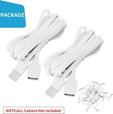 كابل تمديد USB UYODM بطول 20 قدم/6 متر متوافق مع WYZE Cam V3/V4/V2، Wyze Cam OG، Pan V3/V3 Pro/ V2، كابل شحن تمديد مقاوم للماء IPX7 يعمل على تشغيل الكاميرا بشكل مستمر - أبيض in Kuwait