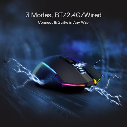 Redragon M693 Wireless Gaming Mouse, 8000 DPI Wired/Wireless Gamer Mouse w/ 3-Mode Connection, BT & 2.4G Wireless, 7 Macro Buttons, Reliable Power Capacity for PC/Mac/Laptop in Saudi Arabia