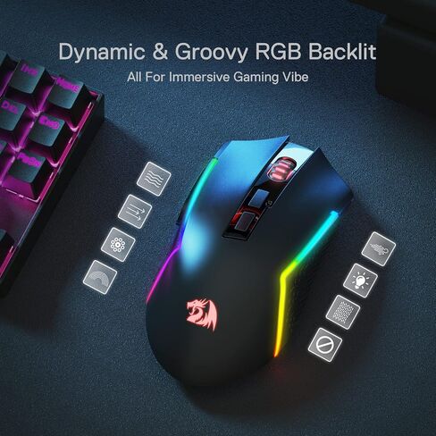 Redragon M693 Wireless Gaming Mouse, 8000 DPI Wired/Wireless Gamer Mouse w/ 3-Mode Connection, BT & 2.4G Wireless, 7 Macro Buttons, Reliable Power Capacity for PC/Mac/Laptop in Saudi Arabia