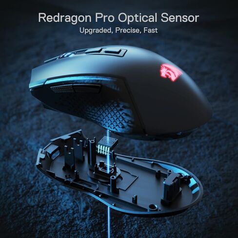 Redragon M693 Wireless Gaming Mouse, 8000 DPI Wired/Wireless Gamer Mouse w/ 3-Mode Connection, BT & 2.4G Wireless, 7 Macro Buttons, Reliable Power Capacity for PC/Mac/Laptop in Saudi Arabia