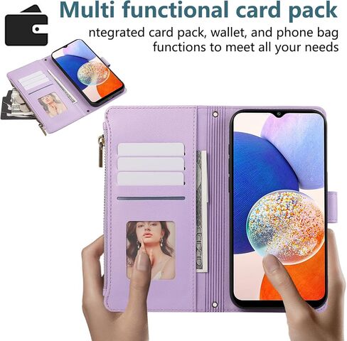 Asuwish Phone Case for Samsung Galaxy A14/M14 5G Zipper Wallet Cell Cover with Tempered Glass Screen Protector Crossbody Strap Lanyard Card Holder Leather A 14 4G 14A 14M G5 Women Men Girls Rose Gold in Saudi Arabia