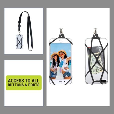 Gear Beast Universal Crossbody Cell Phone Lanyard Compatible with iPhone, Galaxy & Most Smartphones, Phone Case Holder & Cross Body Strap Black in Saudi Arabia