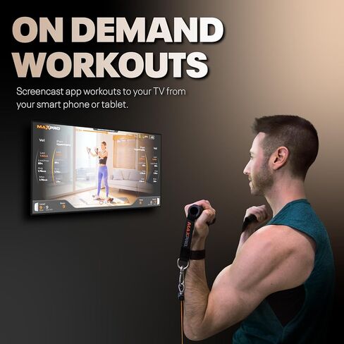 MAXPRO Fitness: Cable Home Gym | As Seen on Shark Tank | Versatile, Portable, Bluetooth Connected | Strength, HIIT, Cardio, Plyometric, Powerful 5-300lbs Resistance in Kuwait