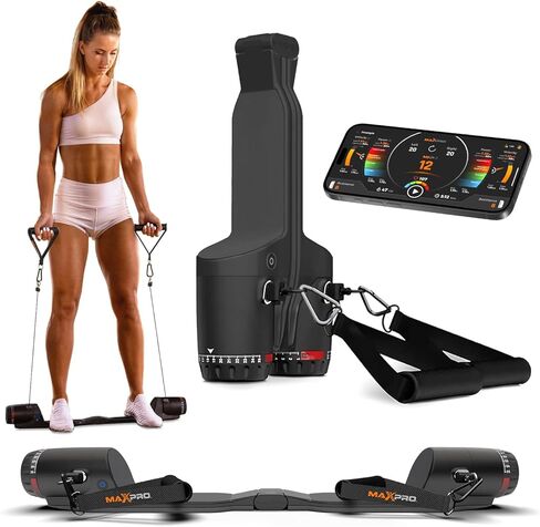 MAXPRO Fitness: Cable Home Gym | As Seen on Shark Tank | Versatile, Portable, Bluetooth Connected | Strength, HIIT, Cardio, Plyometric, Powerful 5-300lbs Resistance in Kuwait
