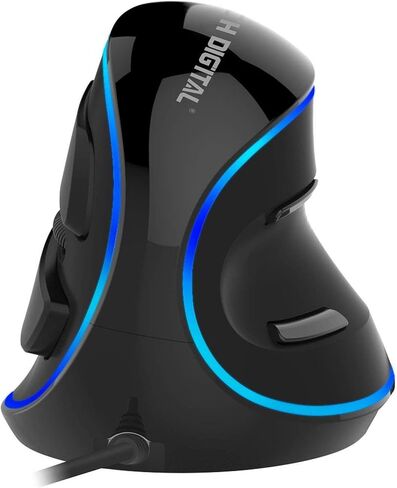 ماوس USB رأسي سلكي رقمي مريح من J-Tech مع حساسية قابلة للتعديل (600/1000/1600 نقطة لكل بوصة)، قدرة تحمل التمرير، مسند راحة اليد قابل للإزالة وأزرار الإبهام [V628] in Saudi Arabia