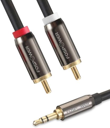 FosPower 3.5mm to RCA Cable (10FT), RCA Audio Cable 24K Gold Plated Male to Male Stereo Aux Cord [Left/Right] Y Splitter Adapter Step Down Design in Kuwait