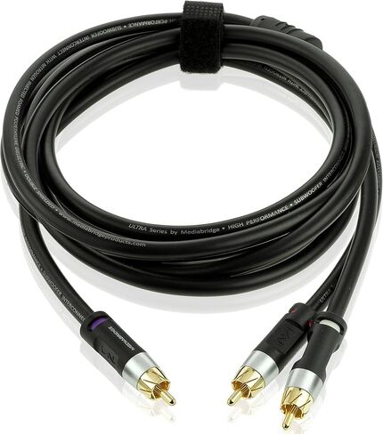 Mediabridge™ Ultra Series RCA Y-Adapter (8 Feet) - 1-Male to 2-Male for Digital Audio or Subwoofer - Dual Shielded with RCA to RCA Gold-Plated Connectors - Black - (Part# CYA-1M2M-8B) in Saudi Arabia