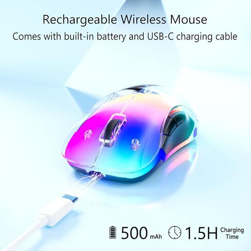 memzuoix 2.4G LED ماوس لاسلكي، ماوس مريح قابل لإعادة الشحن مع غطاء قابل للفصل، ماوس كمبيوتر بصري محمول 1200 نقطة في البوصة مع جهاز استقبال USB للكمبيوتر المحمول والكمبيوتر الشخصي وسطح المكتب وماك بوك، 5 أزرار in Kuwait