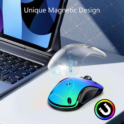 memzuoix 2.4G LED ماوس لاسلكي، ماوس مريح قابل لإعادة الشحن مع غطاء قابل للفصل، ماوس كمبيوتر بصري محمول 1200 نقطة في البوصة مع جهاز استقبال USB للكمبيوتر المحمول والكمبيوتر الشخصي وسطح المكتب وماك بوك، 5 أزرار in Kuwait