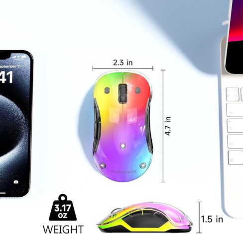 memzuoix 2.4G LED ماوس لاسلكي، ماوس مريح قابل لإعادة الشحن مع غطاء قابل للفصل، ماوس كمبيوتر بصري محمول 1200 نقطة في البوصة مع جهاز استقبال USB للكمبيوتر المحمول والكمبيوتر الشخصي وسطح المكتب وماك بوك، 5 أزرار in Kuwait