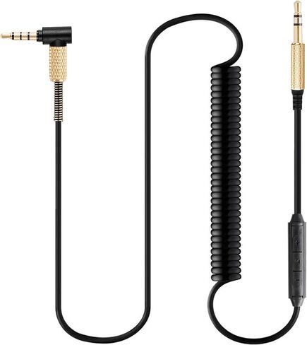 استبدال كابل الصوت ملفوف Studio3 لسماعات الرأس اللاسلكية Beats Studio3 / Solo3، كابل سماعة رأس ميكروفون مدمج 3.5 ملم للتحكم في مستوى الصوت لجهاز PS5 Xbox One، 8 أقدام. in Kuwait
