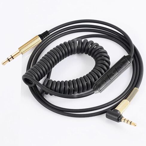 استبدال كابل الصوت ملفوف Studio3 لسماعات الرأس اللاسلكية Beats Studio3 / Solo3، كابل سماعة رأس ميكروفون مدمج 3.5 ملم للتحكم في مستوى الصوت لجهاز PS5 Xbox One، 8 أقدام. in Kuwait