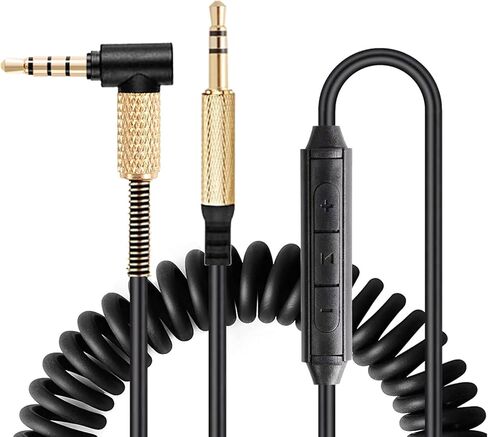 استبدال كابل الصوت ملفوف Studio3 لسماعات الرأس اللاسلكية Beats Studio3 / Solo3، كابل سماعة رأس ميكروفون مدمج 3.5 ملم للتحكم في مستوى الصوت لجهاز PS5 Xbox One، 8 أقدام. in Kuwait