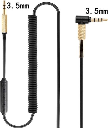 استبدال كابل الصوت ملفوف Studio3 لسماعات الرأس اللاسلكية Beats Studio3 / Solo3، كابل سماعة رأس ميكروفون مدمج 3.5 ملم للتحكم في مستوى الصوت لجهاز PS5 Xbox One، 8 أقدام. in Kuwait