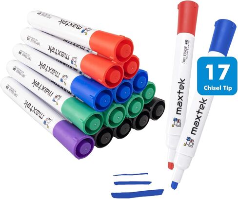 maxtek Black Dry Erase Markers, 16 Count Chisel Tip Markers Dry Erase, Low Odor White Board Markers, Perfect for School, Offices, Home in Saudi Arabia