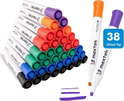 maxtek Black Dry Erase Markers, 16 Count Chisel Tip Markers Dry Erase, Low Odor White Board Markers, Perfect for School, Offices, Home in Saudi Arabia