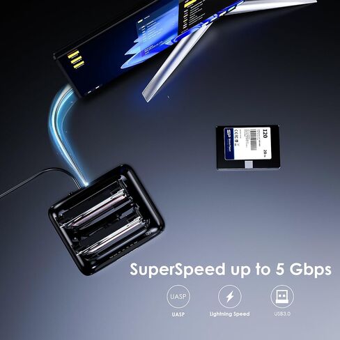 محطة إرساء محرك الأقراص الصلبة WAVLINK Dual Bay - USB 3.0 إلى SATA I/II/III لـ 2.5 بوصة و3.5 بوصة HDD/SSD مع إطار ثابت، تدعم وظيفة النسخ/النسخ دون اتصال بالإنترنت، وتدعم 2x20 تيرابايت مع UASP 6 جيجابت في الثانية - أسود in Saudi Arabia