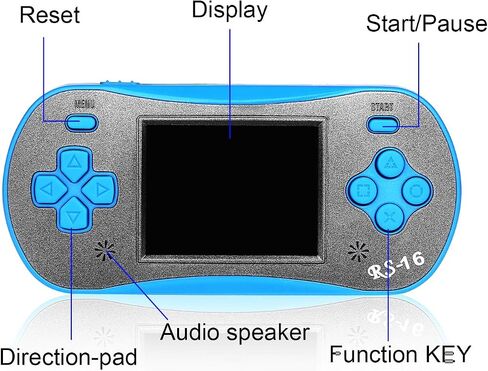 Handheld Game Player for Kids Adults- FAMILY POCKET RS16 Portable Classic Game Controller Built-in 260 Game 2.5 inch LCD Retro Arcade Video Game System Children's Birthday Gift (Blue) in Saudi Arabia