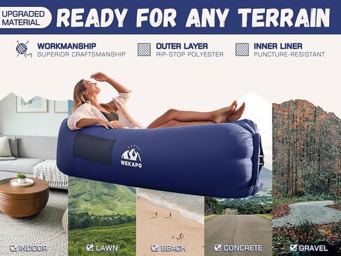 WEKAPO Inflatable Couch - Perfect for Beach, Outdoors, Festivals, & Indoors - Lightweight Lounger for Relaxing Anywhere - Air Pump not Included - Ideal for Movie Night, Camping, and Travel Comfort in Saudi Arabia