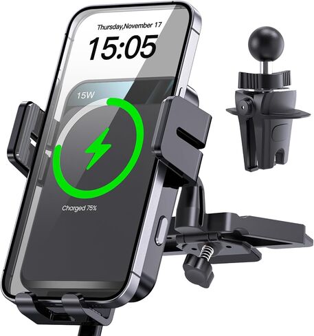 Wireless Car Charger, MOKPR Auto-Clamping Car Mount 15W/10W/7.5W Fast Charging Air Vent Car Phone Mount Compatible with iPhone 15/14/13/13 Pro/12 Pro Max/12 pro/12/11/10 Series, Samsung Galaxy Series | Car Phone Holder Compatible for iPhone 17/16/15/14/13 in Kuwait