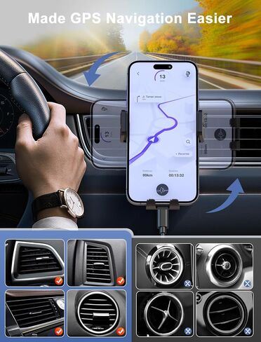 Wireless Car Charger, MOKPR Auto-Clamping Car Mount 15W/10W/7.5W Fast Charging Air Vent Car Phone Mount Compatible with iPhone 15/14/13/13 Pro/12 Pro Max/12 pro/12/11/10 Series, Samsung Galaxy Series | Car Phone Holder Compatible for iPhone 17/16/15/14/13 in Kuwait
