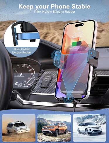 Wireless Car Charger, MOKPR Auto-Clamping Car Mount 15W/10W/7.5W Fast Charging Air Vent Car Phone Mount Compatible with iPhone 15/14/13/13 Pro/12 Pro Max/12 pro/12/11/10 Series, Samsung Galaxy Series | Car Phone Holder Compatible for iPhone 17/16/15/14/13 in Kuwait