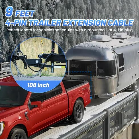 4 Pin Flat Trailer Extension Cable 48" 4FT, 18AWG 4 Way Trailer Wiring Conenctor Harness Vehicle-Side Trailer-Side 4 Prong Trailer Light Plug Trailer Hitch Wire Heavy Duty Copper Jacket Cable in Saudi Arabia