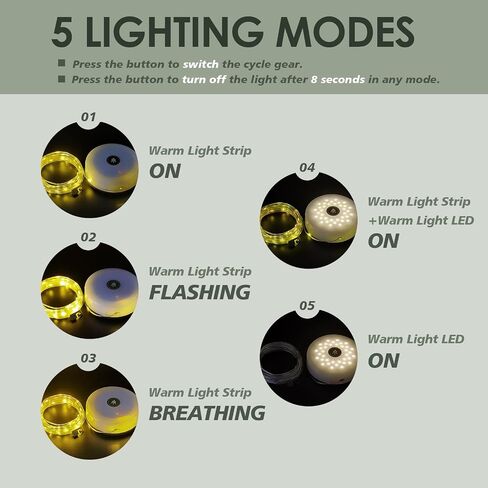 Solar Camping String Lights, Camping Lights & Lanterns w/5 Lighting Modes,32.8FT Strip,2 in 1 lamp,Rechargeable Portable Waterproof Hanging Tent Lights for Camping Outdoor Festival Decor(Multicolor) in Saudi Arabia