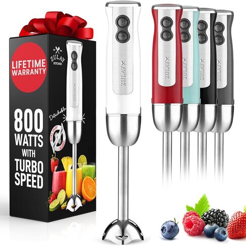 Zulay Immersion Blender Handheld - 800 Watt Hand Blender With High-Power Turbo Mode - Durable Stick Blender With Ultra-Sharp Stainless Steel Blades For Effortless Blending - Black in Kuwait