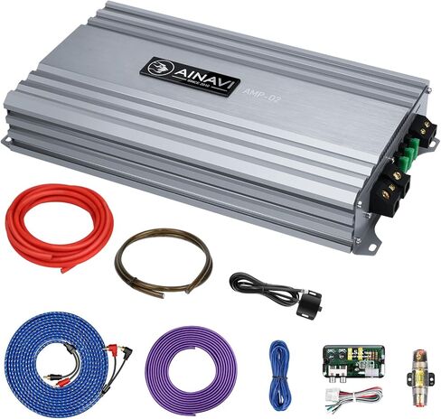 مضخم صوت للسيارة بقناتين 2000 وات - مضخم طاقة استيريو كامل المدى من الفئة D، مضخم صوت للسيارة مع مجموعة أسلاك AMP-D2 in Kuwait