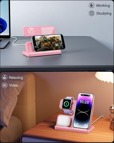 JARGOU 3 in 1 Charging Station for Apple Wireless Charger for iPhone 17 16e 16 15 14 13 12 11 X 8 & for iWatch Charger Wireless Charging Station for Multiple Devices for AirPods 2/3/4/Pro/Pro 2/Pro 3 in Saudi Arabia