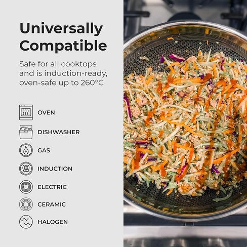 Black Cube Quick Release Cookware Fry Pan - 12.5-Inch - Frying Pans Nonstick - Stainless Steel Frying Pan - Induction Pan - Hybrid Frying Pan - Stainless Steel Pan - Stainless Steel Cookware in Kuwait