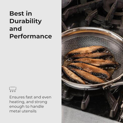Black Cube Quick Release Cookware Fry Pan - 12.5-Inch - Frying Pans Nonstick - Stainless Steel Frying Pan - Induction Pan - Hybrid Frying Pan - Stainless Steel Pan - Stainless Steel Cookware in Kuwait