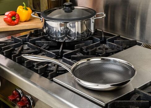 Black Cube Quick Release Cookware Fry Pan - 12.5-Inch - Frying Pans Nonstick - Stainless Steel Frying Pan - Induction Pan - Hybrid Frying Pan - Stainless Steel Pan - Stainless Steel Cookware in Kuwait