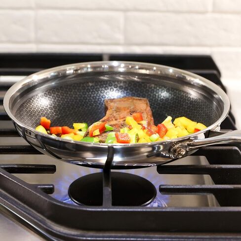 Black Cube Quick Release Cookware Fry Pan - 12.5-Inch - Frying Pans Nonstick - Stainless Steel Frying Pan - Induction Pan - Hybrid Frying Pan - Stainless Steel Pan - Stainless Steel Cookware in Kuwait