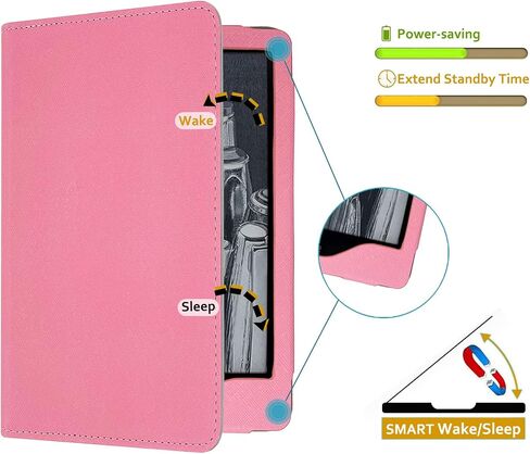 RSAquar Case for 6.8" Kindle Paperwhite (11th Generation-2021) and Kindle Paperwhite Signature Edition, Slim PU Leather Cover with Auto Sleep Wake, Hand Strap, Card Slot and Foldable Stand, Sky Blue in Saudi Arabia