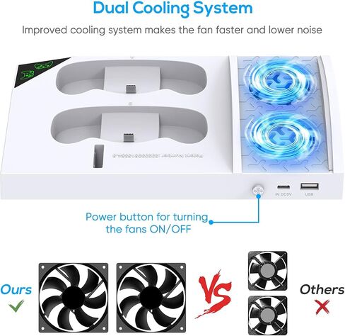 Charger Stand with Cooling Fan for Xbox Series S Console and Controller,Vertical Dual Charging Dock Accessories with 2 x 1400mAh Rechargeable Battery and Cover, Earphone Bracket for XSS(Black) in Saudi Arabia