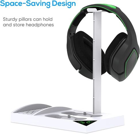 Charger Stand with Cooling Fan for Xbox Series S Console and Controller,Vertical Dual Charging Dock Accessories with 2 x 1400mAh Rechargeable Battery and Cover, Earphone Bracket for XSS(Black) in Saudi Arabia