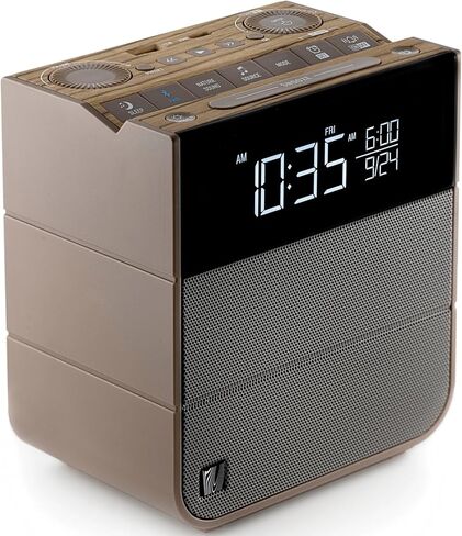 Soundfreaq Sound Rise II, SFQ-16: Bedside Alarm Clock Radio & Bluetooth Speaker, with Large Display Screen, FM Radio, Fast USB Charging, and Nature Sound (Wood Taupe) in Saudi Arabia