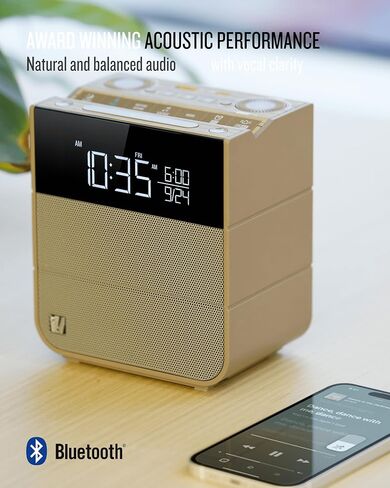 Soundfreaq Sound Rise II, SFQ-16: Bedside Alarm Clock Radio & Bluetooth Speaker, with Large Display Screen, FM Radio, Fast USB Charging, and Nature Sound (Wood Taupe) in Saudi Arabia