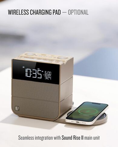 Soundfreaq Sound Rise II, SFQ-16: Bedside Alarm Clock Radio & Bluetooth Speaker, with Large Display Screen, FM Radio, Fast USB Charging, and Nature Sound (Wood Taupe) in Saudi Arabia