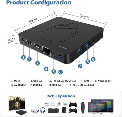 Kinhank Super Console X King، وحدة تحكم ألعاب ريترو مع أكثر من 117000 لعبة، متوافقة مع معظم المحاكيات، 3 أنظمة بإخراج 1.4K UHD، 2.4+5G WiFi، جهاز تحكم عن بعد صوتي، 2 لوحة ألعاب in Kuwait