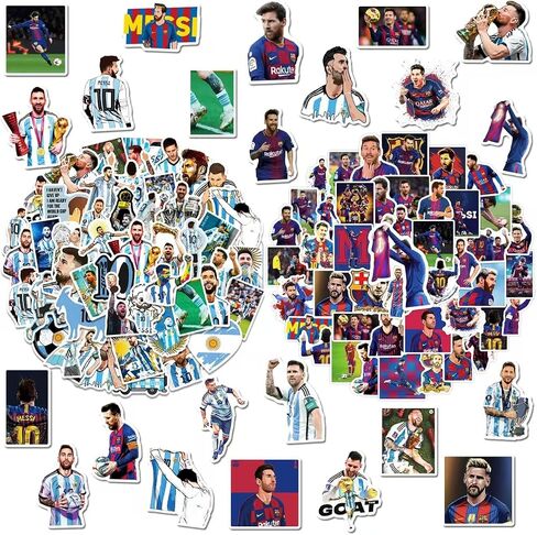 100PCS Super Star Soccer Player Messi Stickers, Vinyl Waterproof Laptop Water Bottle Stickers for Aldults Boys Girls Teens,Messi FIFA World Cup Stickers Gift for Soccer Fan in Saudi Arabia
