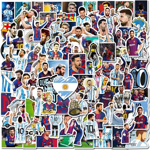 100PCS Super Star Soccer Player Messi Stickers, Vinyl Waterproof Laptop Water Bottle Stickers for Aldults Boys Girls Teens,Messi FIFA World Cup Stickers Gift for Soccer Fan in Saudi Arabia