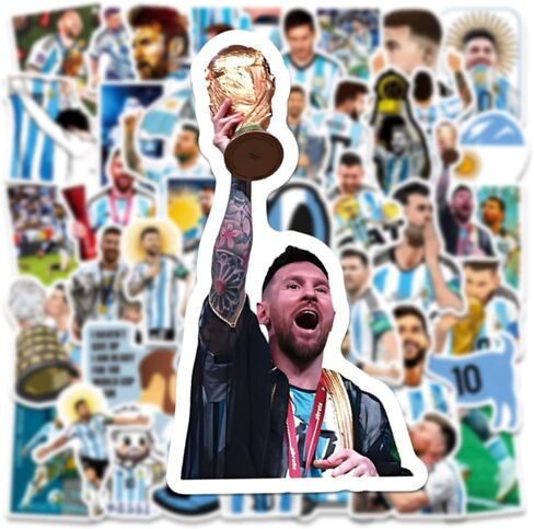 100PCS Super Star Soccer Player Messi Stickers, Vinyl Waterproof Laptop Water Bottle Stickers for Aldults Boys Girls Teens,Messi FIFA World Cup Stickers Gift for Soccer Fan in Saudi Arabia