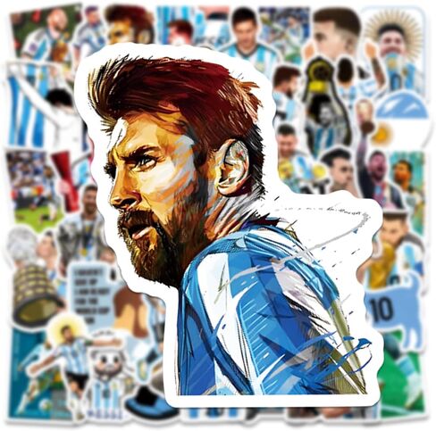 100PCS Super Star Soccer Player Messi Stickers, Vinyl Waterproof Laptop Water Bottle Stickers for Aldults Boys Girls Teens,Messi FIFA World Cup Stickers Gift for Soccer Fan in Saudi Arabia