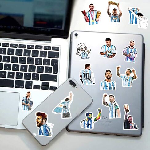 100PCS Super Star Soccer Player Messi Stickers, Vinyl Waterproof Laptop Water Bottle Stickers for Aldults Boys Girls Teens,Messi FIFA World Cup Stickers Gift for Soccer Fan in Saudi Arabia
