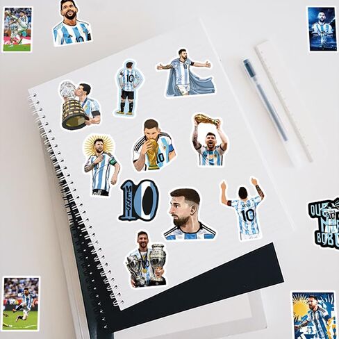 100PCS Super Star Soccer Player Messi Stickers, Vinyl Waterproof Laptop Water Bottle Stickers for Aldults Boys Girls Teens,Messi FIFA World Cup Stickers Gift for Soccer Fan in Saudi Arabia