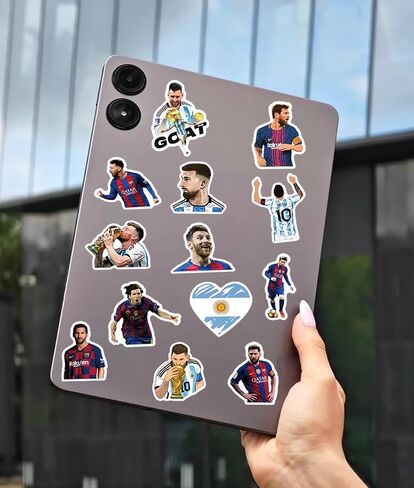 100PCS Super Star Soccer Player Messi Stickers, Vinyl Waterproof Laptop Water Bottle Stickers for Aldults Boys Girls Teens,Messi FIFA World Cup Stickers Gift for Soccer Fan in Saudi Arabia